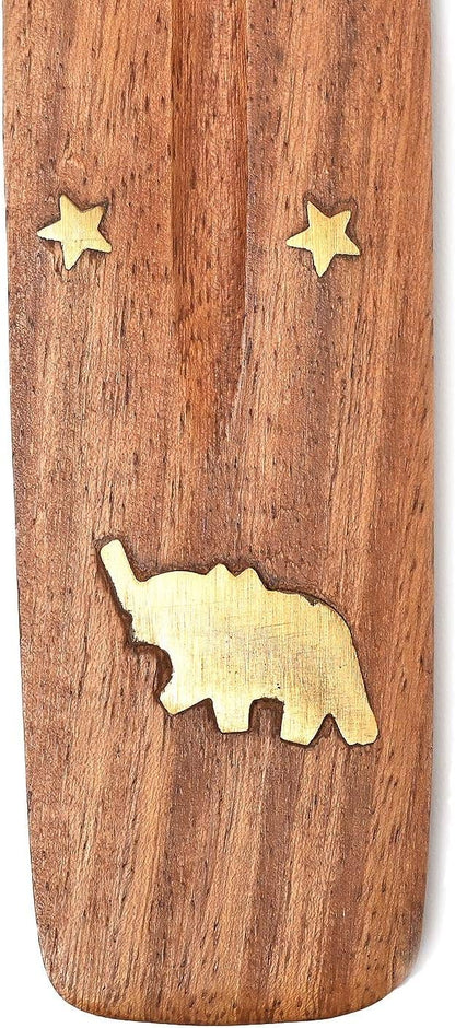 10" Wood Inlay Incense Burner/Holder