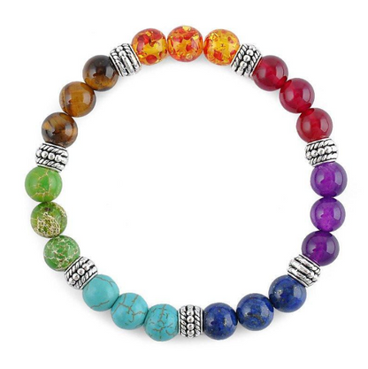 Seven Chakra Balancing Bracelet w/21 Semi-precious Stones