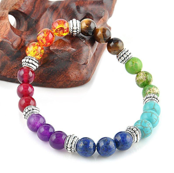 Seven Chakra Balancing Bracelet w/21 Semi-precious Stones