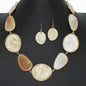 Gold-Brown Geometric Celluloid Necklace w/Earring Set