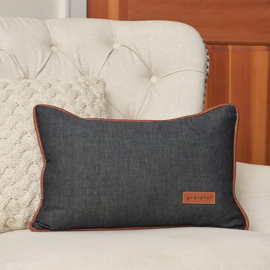 Style Me Pretty Chambray Throw Pillow-Grateful