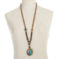 Boho Peacock Feather Pendant Necklace