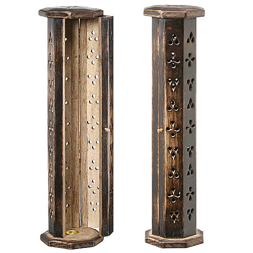 Antique Octogan Wood Incense Burner