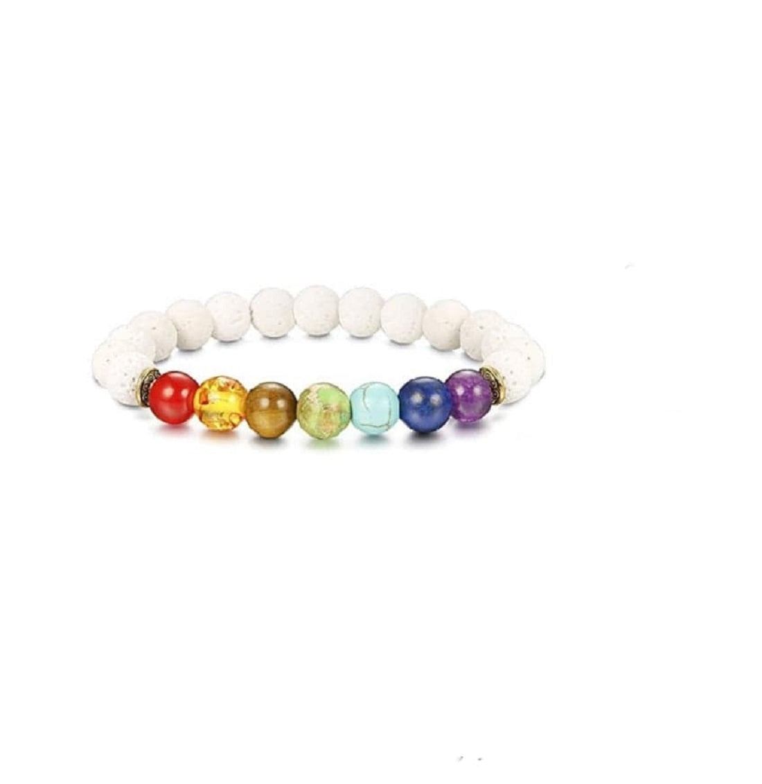 Seven Chakra Semi-precious Gemstone Lava Diffuser Bracelet