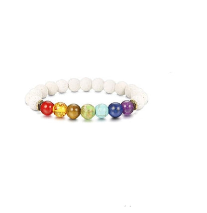 Seven Chakra Semi-precious Gemstone Lava Diffuser Bracelet